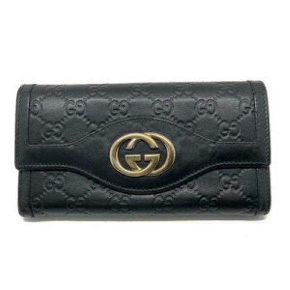 Gucci Bifold Long 1147 Wallet 282434 ssima Leather Black - Picture 1 of 7